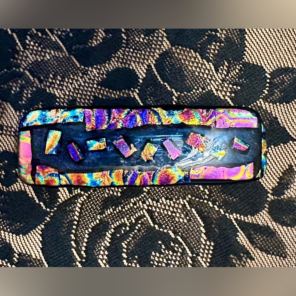 2 Vintage Handcrafted Glass (One of A Kind) Hair Barrettes (Large Size) - Picture 6 of 10